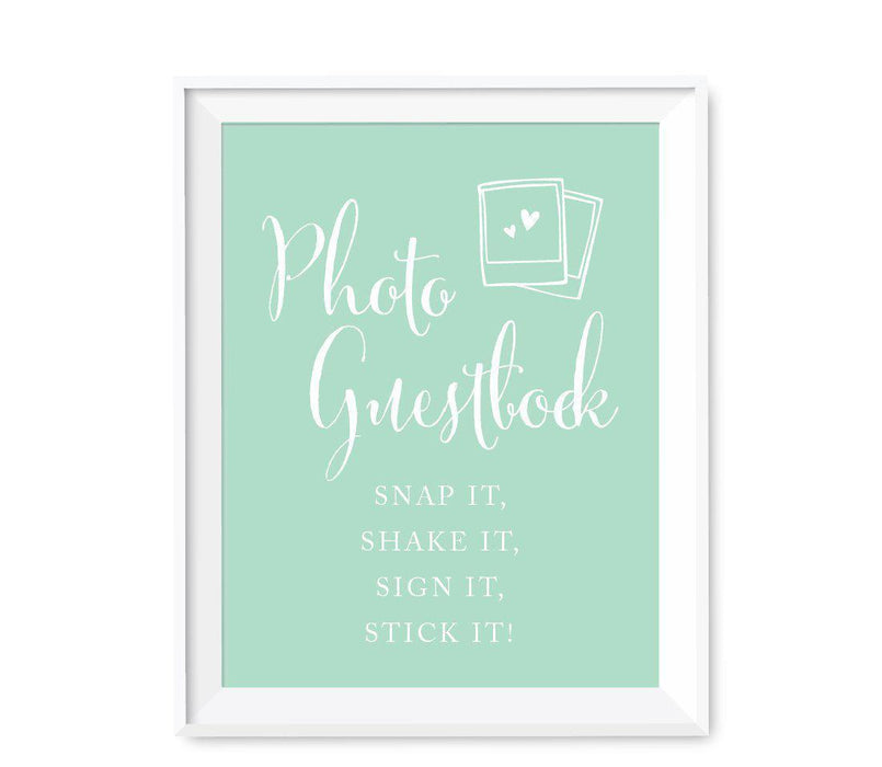 Mint Green Wedding Signs-Set of 1-Andaz Press-Photo Guestbook Snap It, Shake It, It, Stick It-