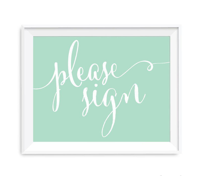 Mint Green Wedding Signs-Set of 1-Andaz Press-Please Sign-