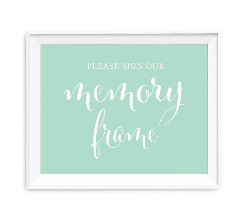 Mint Green Wedding Signs-Set of 1-Andaz Press-Please Sign Our Memory Photo Frame-