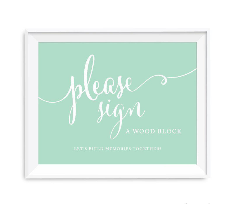 Mint Green Wedding Signs-Set of 1-Andaz Press-Please Sign a Wood Block-