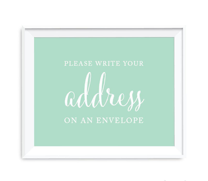 Mint Green Wedding Signs-Set of 1-Andaz Press-Please Write Your Name and Address on an Envelope-