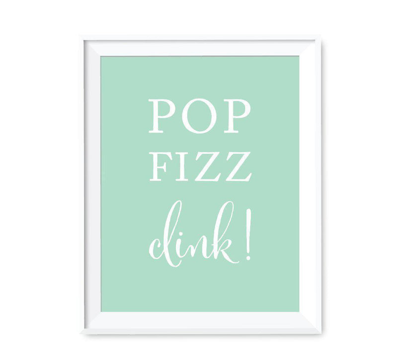 Mint Green Wedding Signs-Set of 1-Andaz Press-Pop Fizz Clink Champagne-