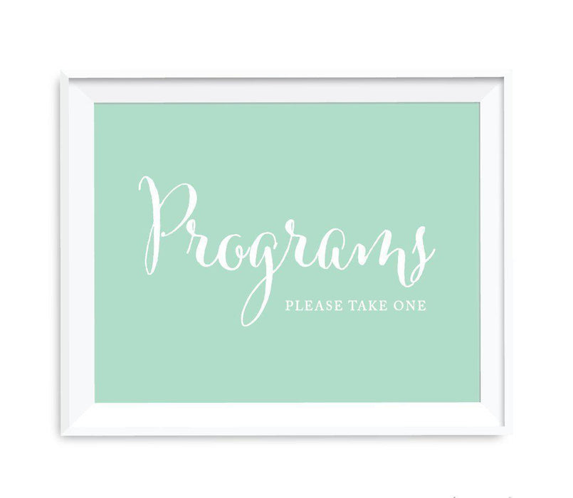 Mint Green Wedding Signs-Set of 1-Andaz Press-Programs, Please Take One-