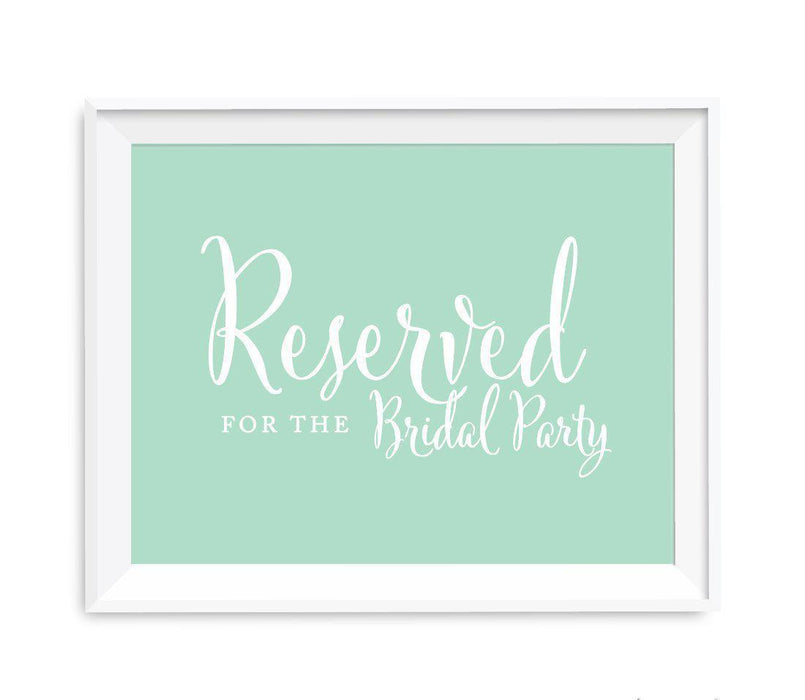 Mint Green Wedding Signs-Set of 1-Andaz Press-Reserved For The Bridal Party-
