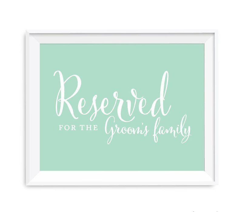 Mint Green Wedding Signs-Set of 1-Andaz Press-Reserved For The Groom's Family-