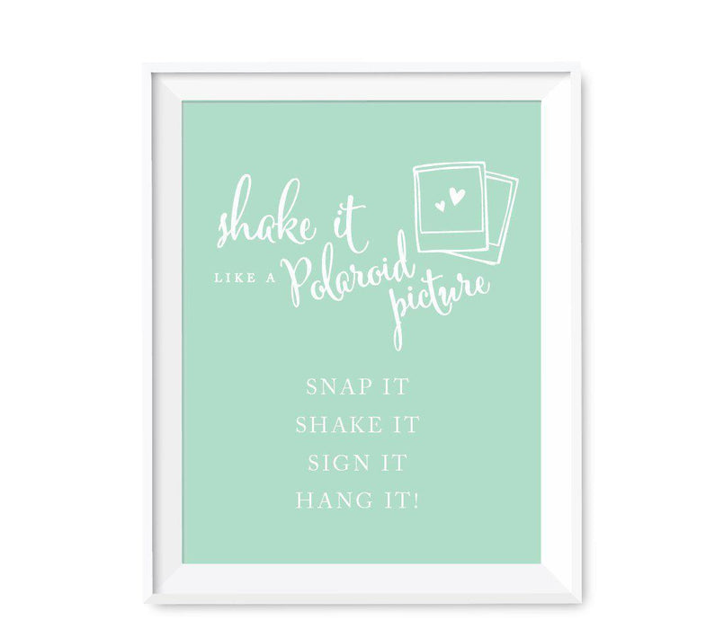 Mint Green Wedding Signs-Set of 1-Andaz Press-Shake it Like a Polaroid Picture - Snap It, Shake It, It, Hang It-