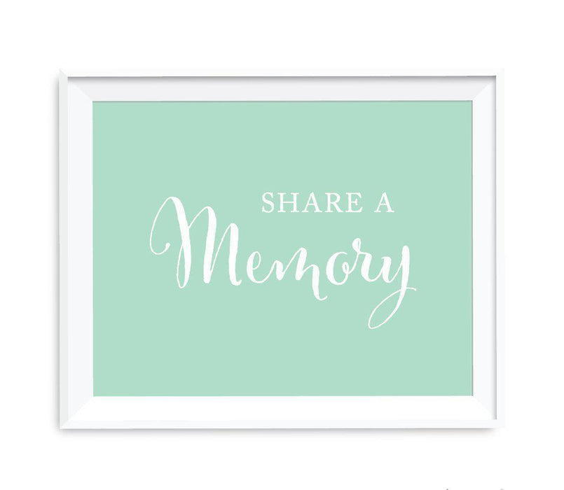 Mint Green Wedding Signs-Set of 1-Andaz Press-Share a Memory Guestbook-