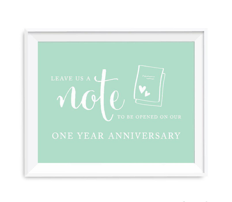 Mint Green Wedding Signs-Set of 1-Andaz Press-Time Capsule Leave Us A Note to Be Opened On Our One Year Anniversary-