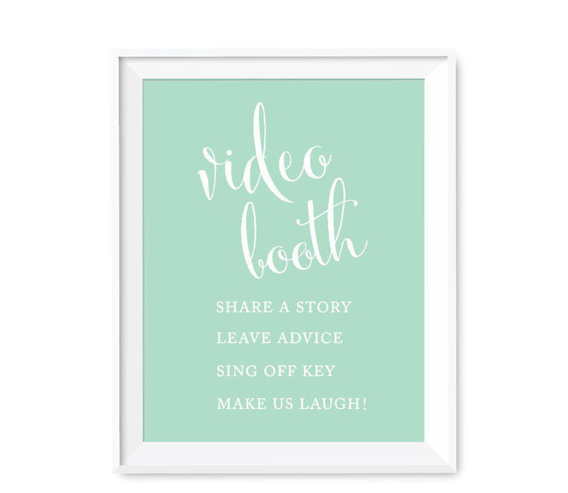 Mint Green Wedding Signs-Set of 1-Andaz Press-Videobooth Share a Story, Leave Advice, Make Us Laugh, Sing Off Key-