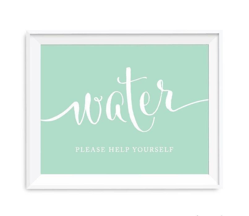 Mint Green Wedding Signs-Set of 1-Andaz Press-Water Please Help Yourself-