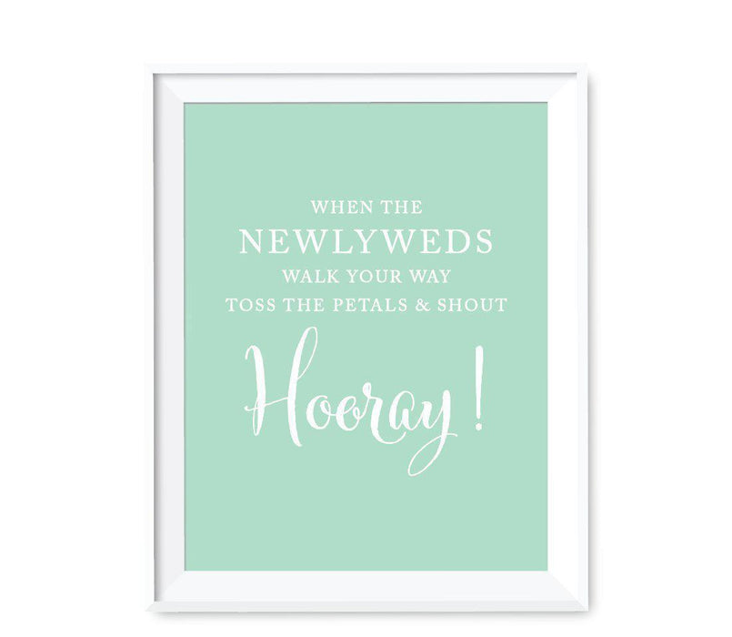 Mint Green Wedding Signs-Set of 1-Andaz Press-When the Newlyweds Walk Your Way Toss the Rose Petals-