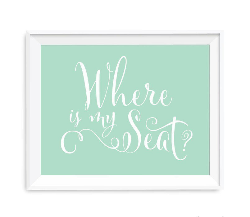 Mint Green Wedding Signs-Set of 1-Andaz Press-Where Is My Seat?-