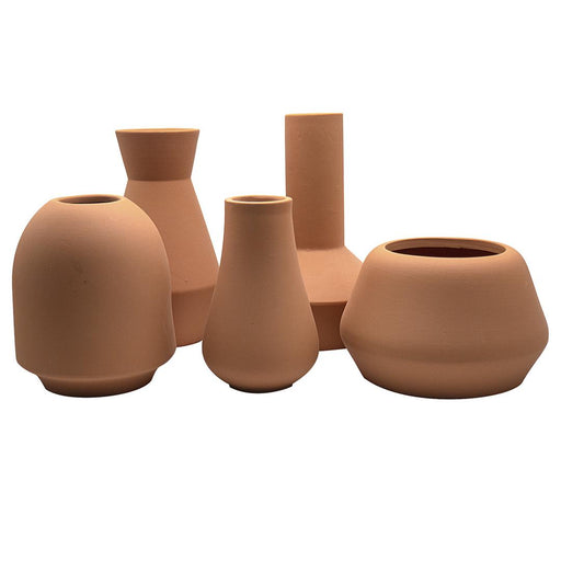 Mismatched Ceramic Vases, Modern Decorative Vases Small & Tall Vases-Set of 5-Koyal Wholesale-Terracotta-