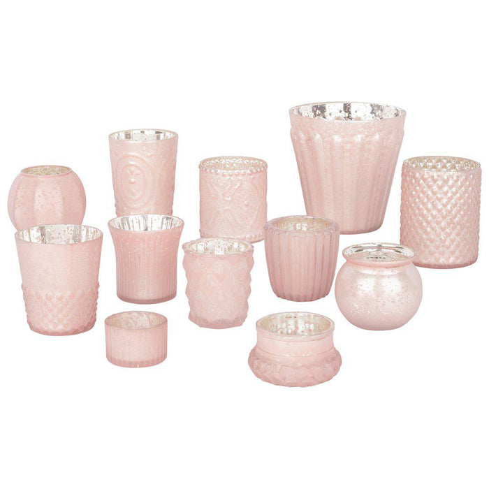 Mismatched Votive Candle Holder for Wedding Table Centerpieces, Home Decor, Set of 12-Set of 12-Koyal Wholesale-Blush Pink-