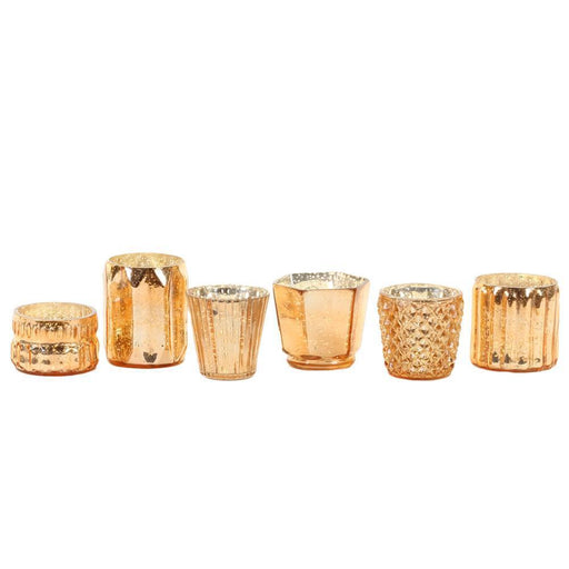 Mixed Mercury Glass Candle Holders-Set of 6-Koyal Wholesale-Copper-