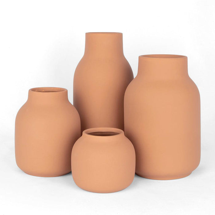 Mixed Modern Minimalist Ceramic Vase-Set of 4-Koyal Wholesale-Terracotta-