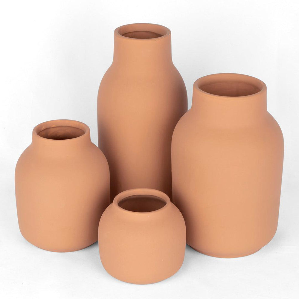 Mixed Modern Minimalist Ceramic Vase-Set of 4-Koyal Wholesale-Terracotta-