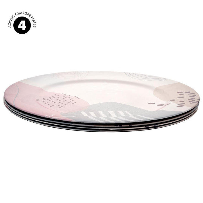 Modern Abstract Shapes Acrylic Charger Plates-Set of 4-Koyal Wholesale-