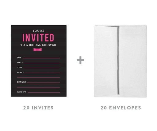 Modern Black and White Stripes Wedding Blank Bridal Shower Invitations with Envelopes-Set of 20-Andaz Press-