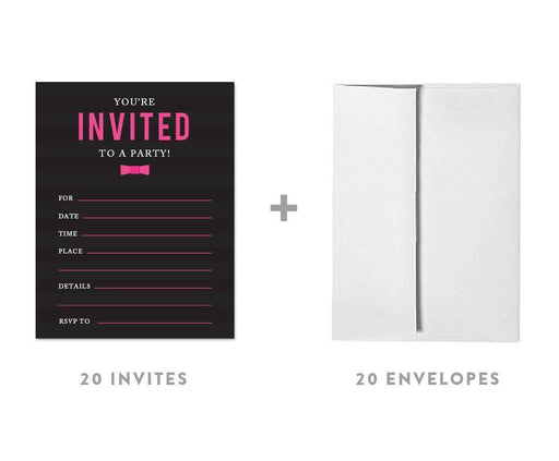 Modern Black and White Stripes Wedding Blank Party Invitations with Envelopes-Set of 20-Andaz Press-