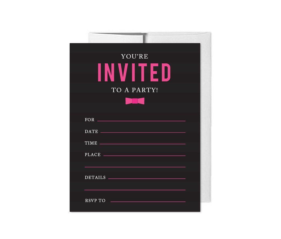 Modern Black and White Stripes Wedding Blank Party Invitations with Envelopes, 20-Pack