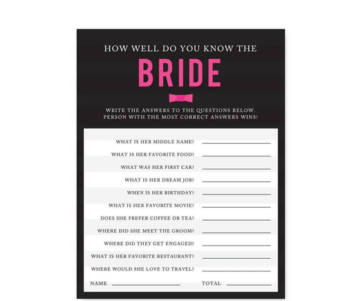 Modern Black and White Stripes Wedding Bridal Shower Game Cards-Set of 20-Andaz Press-What's In Your Purse?-