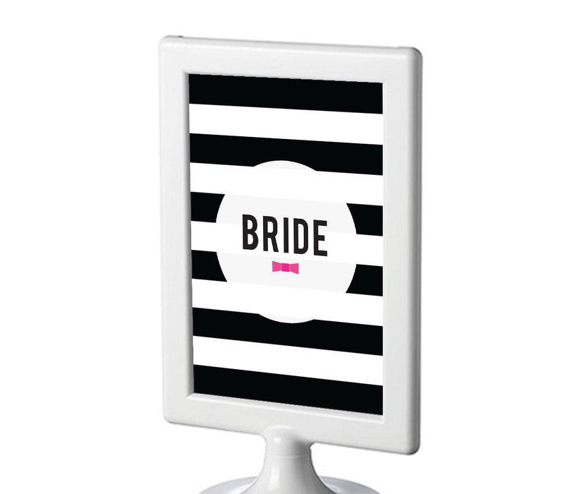 Modern Black and White Stripes Wedding Framed Party Signs-Set of 1-Andaz Press-Mr. & Mrs.-