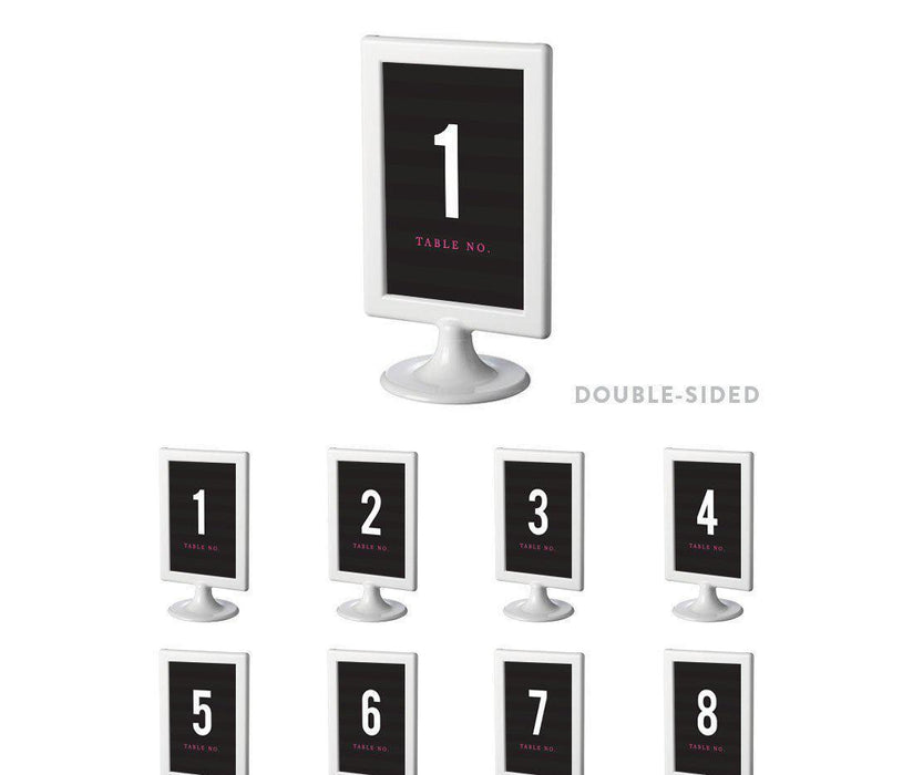 Modern Black and White Stripes Wedding Framed Table Numbers-Set of 8-Andaz Press-1-8-