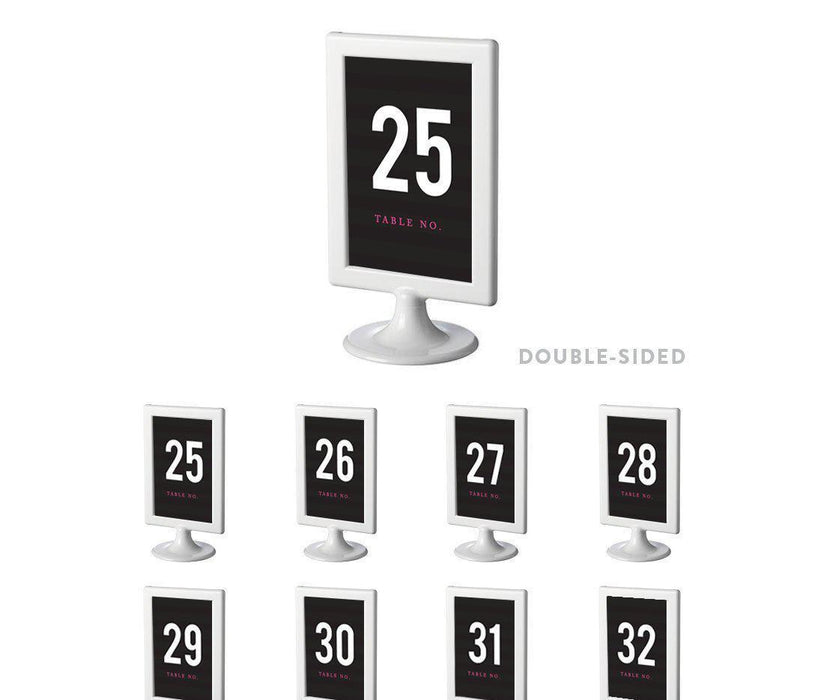 Modern Black and White Stripes Wedding Framed Table Numbers-Set of 8-Andaz Press-1-8-