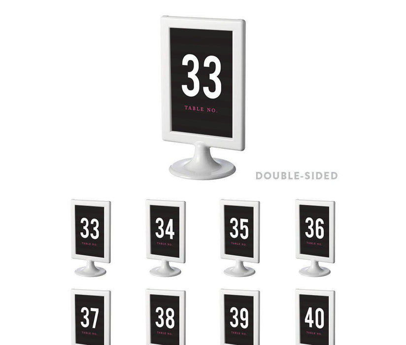 Modern Black and White Stripes Wedding Framed Table Numbers-Set of 8-Andaz Press-1-8-