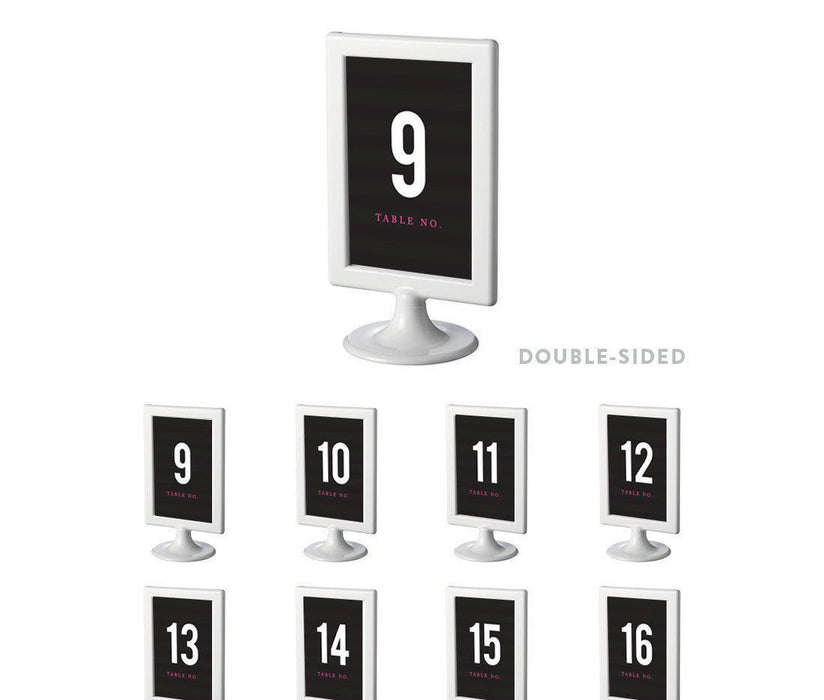 Modern Black and White Stripes Wedding Framed Table Numbers-Set of 8-Andaz Press-9-16-