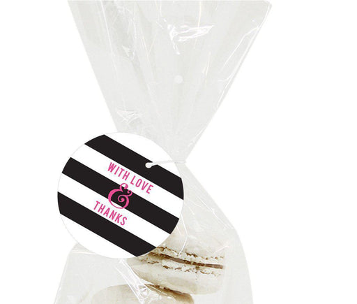 Modern Black and White Stripes Wedding Round Circle Gift Tags-Set of 24-Andaz Press-Thank You For Celebrating With Us-