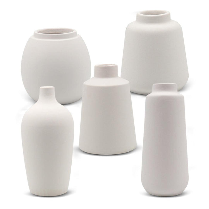 Modern Ceramic Bud Vases Small & Tall Vases, Set of 5-Set of 5-Koyal Wholesale-White/Stone White-