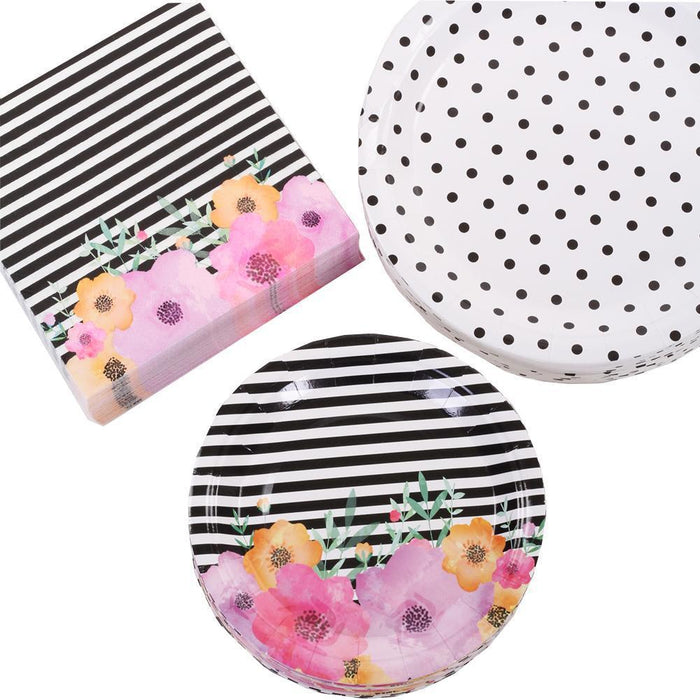 Modern Floral Party Tableware Kit-Set of 50-Andaz Press-