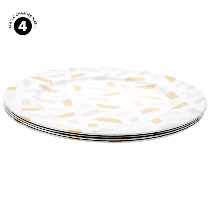 Modern Geometric Acrylic Charger Plates-Set of 4-Koyal Wholesale-
