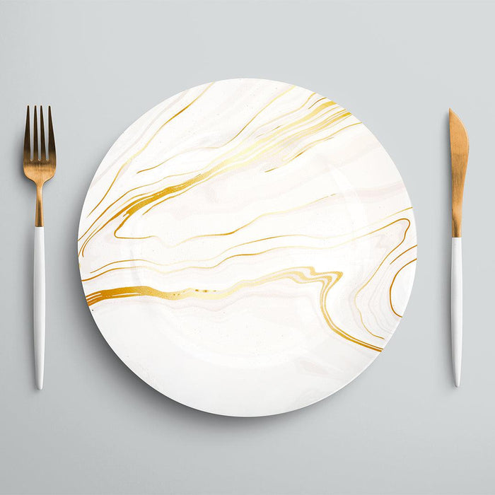 Modern Gold Marble Acrylic Charger Plates-Set of 4-Koyal Wholesale-