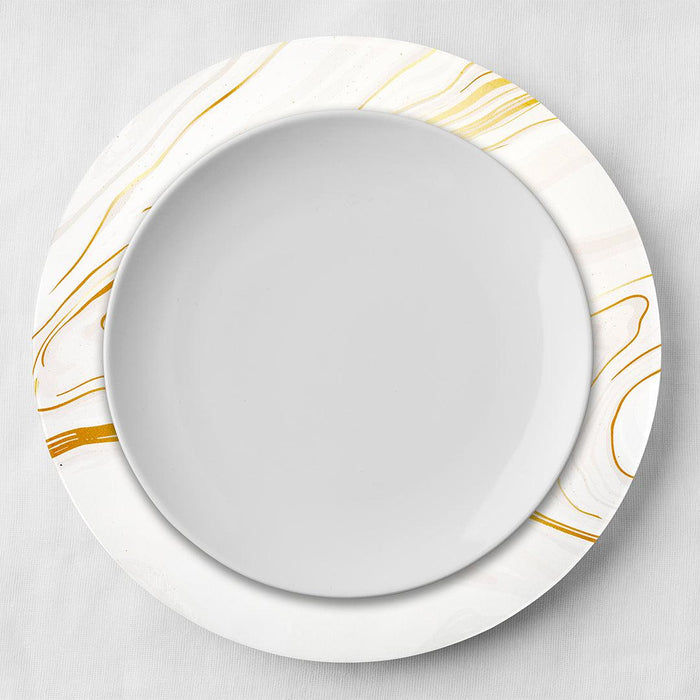 Modern Gold Marble Acrylic Charger Plates-Set of 4-Koyal Wholesale-