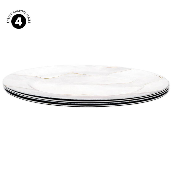 Modern Marble Acrylic Charger Plates-Set of 4-Koyal Wholesale-Grey-