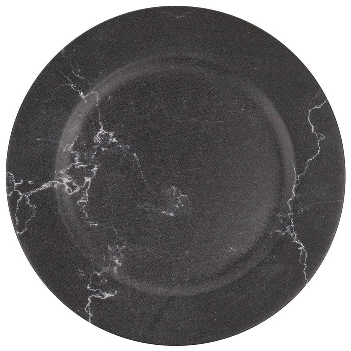 Modern Marble Acrylic Charger Plates-Set of 4-Koyal Wholesale-Black-