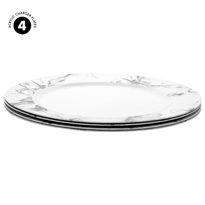 Modern Marble Edge Acrylic Charger Plates-Set of 4-Koyal Wholesale-
