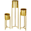Modern Metal Drum Planter Stands-Set of 3-Koyal Wholesale-Gold-