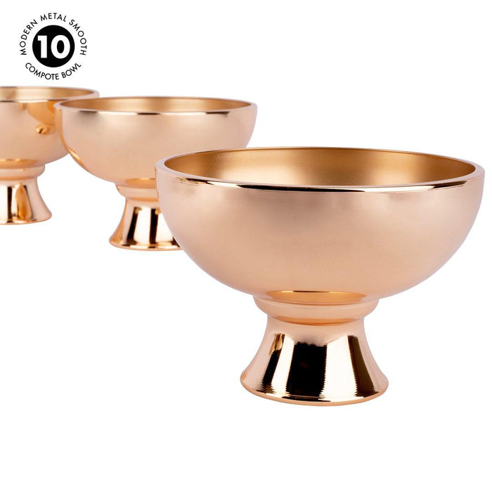 Modern Metal Smooth Compote Bowl-Set of 10-Koyal Wholesale-Copper-