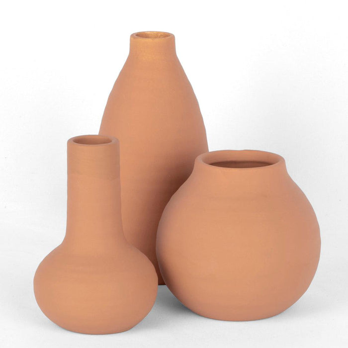 Modern Minimalist Ceramic Vases-Set of 3-Koyal Wholesale-Terracotta-