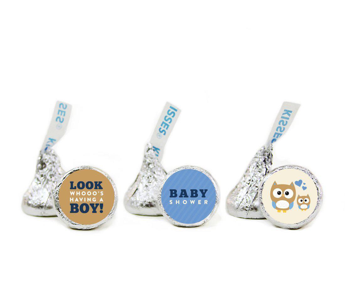 Modern Owl Boy Baby Shower Hershey's Kiss Favor Labels-Set of 216-Andaz Press-Party-