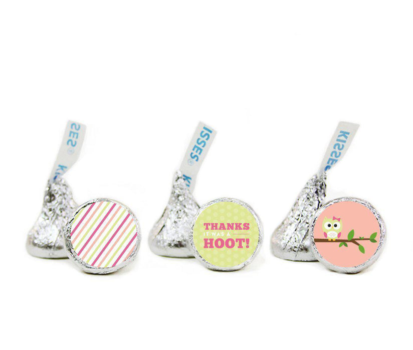 Modern Owl Girl Baby Shower Hershey's Kisses Stickers-Set of 216-Andaz Press-Party-