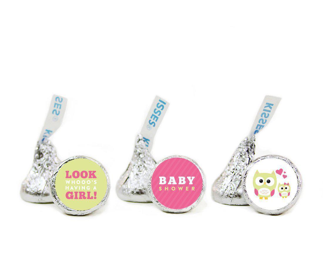 Modern Owl Girl Baby Shower Hershey's Kisses Stickers-Set of 216-Andaz Press-Party-