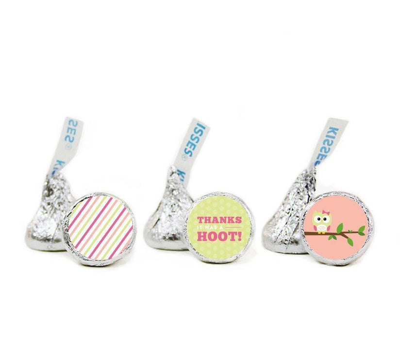 Modern Owl Girl Baby Shower Hershey's Kisses Stickers-Set of 216-Andaz Press-Thank You-
