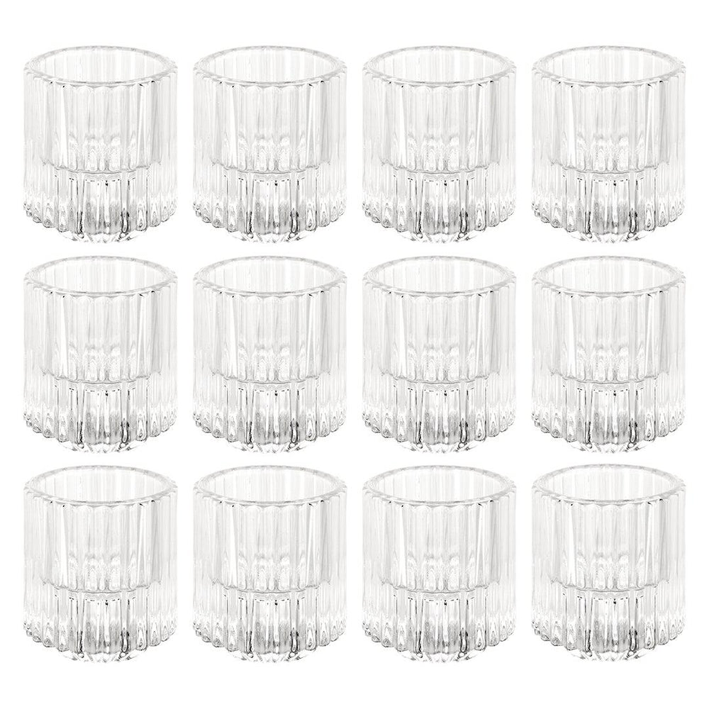 Modern Reversible Glass Taper Tealight Holders, Set of 12-Set of 12-Koyal Wholesale-Clear-