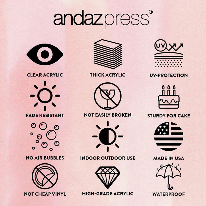 Modern Square Acrylic Cake Topper Collection-Set of 1-Andaz Press-Mr. & Mrs. Script-