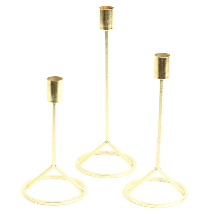 Modern Taper Candle Holder Set-Set of 3-Koyal Wholesale-Gold-